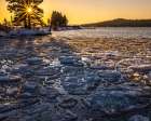 Minnesota-Lake Superior Lake ice at sunset Art Print